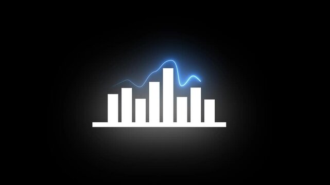 Business growth and business success glowing graph presentation. Finance business graph chart with uparrow. Hi-tech style business concept technology chart with grid.