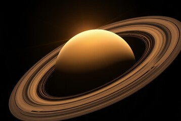 Majestic Saturn with Ethereal Rings Illuminated by a Distant Sun
