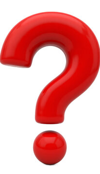 Red question mark on a transparent background