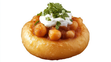 Delicious savory snack made with chickpeas and topped with fresh herbs and yogurt