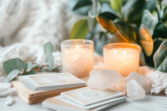 A zodiac-themed tarot card spread, with glowing starry imagery and symbolic representations of the signs