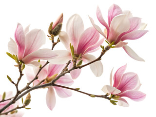 A photo featuring a branch of pink flowered magnolia