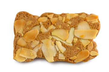 Delightful almond biscuit with golden crust and crunchy toppings from a cozy bakery