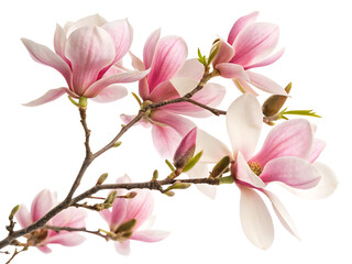 Fototapeta premium A photo featuring a branch of pink flowered magnolia