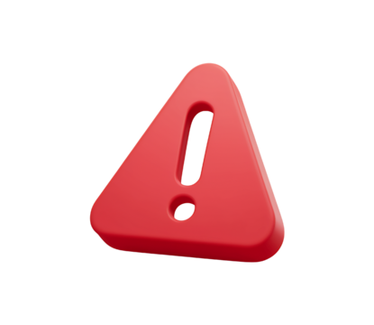 Bold Red 3D Exclamation Mark Icon on White Background