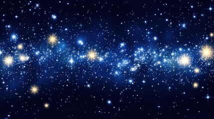 Fototapeta premium Starry sky-inspired bokeh in deep navy and scattered bright white lights, cosmic and serene