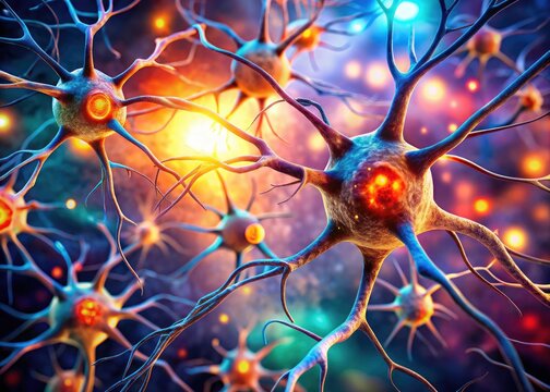 Parkinson's: Bokeh art depicts neuronal disintegration and the body's trembling struggle.