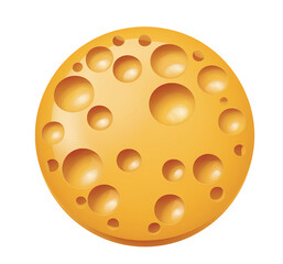 Fototapeta premium Fresh Yellow Cheese Wheel with Holes on White Background