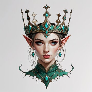Fantasy elf queen metal crown design on a plain white background