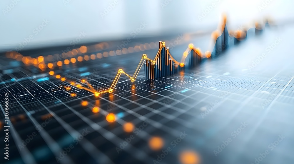 Aufkleber Striking professional data visualization with detailed line and bar charts set on a clean white backdrop with a subtle grid pattern  Ideal for finance business technology or analytics concepts