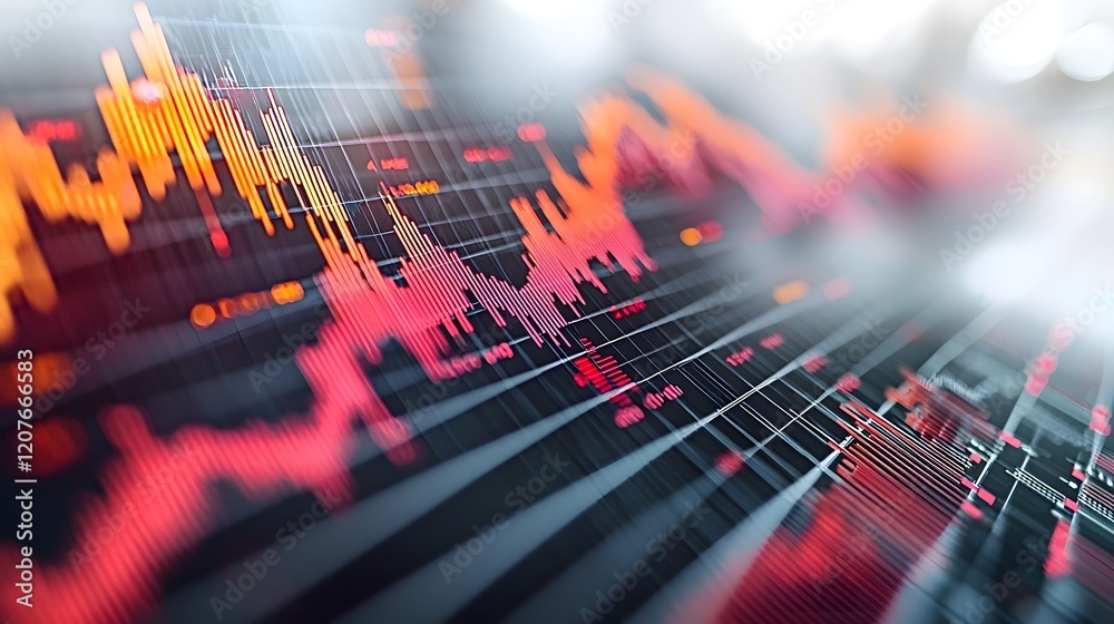 Poster Bright and vivid data charts with layered lines and bars overlaid on a white background with a subtle grid for a clean and professional look perfect for business reports financial analytics