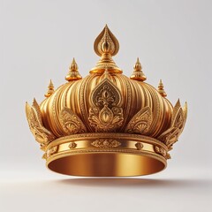 Indian templeinspired gold crown design on a plain white background