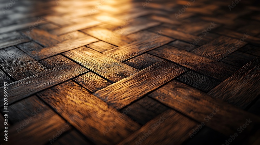 Poster Dark Wooden Planks Interwoven In A Complex Pattern