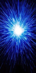 Blue light burst explosion in a stunning display of energy and vibrance, rays, design, glow