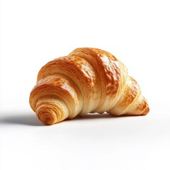 A croissant is sitting on a white background