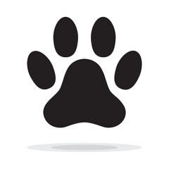 Dog paw icon. Simple black silhouette dog paw symbol. Dog, cat paw icon. Zoo, vet logo element sign, greeting cards. Paw print symbol. Vector illustration Isolated on a white background. EPS 10 