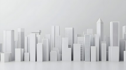 Fototapeta premium Organized Monochrome Modular City Skyline Concept in 3D