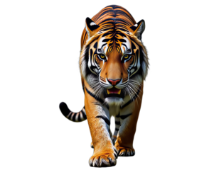 Tiger walking with transparent background