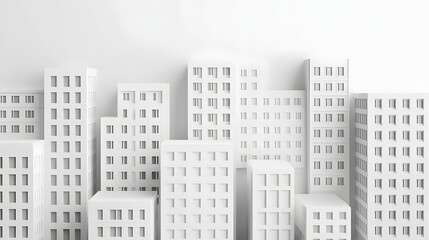 Minimalist Monochrome Modular Cityscape with Organized High-Rise Structures