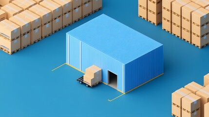 Efficient Warehouse Logistics with Clear Shipment Pathways - Organized 3D