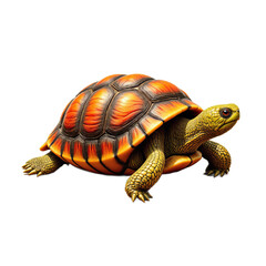 Obraz premium Turtle with orange shell on sandy background