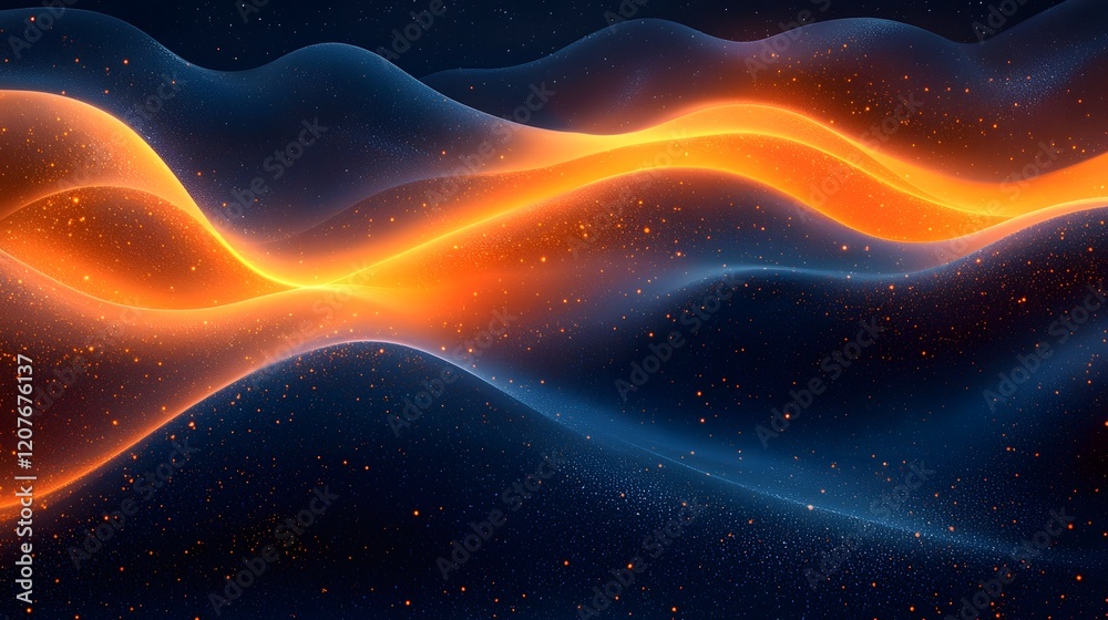 Aufkleber mesmerizing abstract gradient waves and swirling energy flows against a dramatic starry night sky ba
