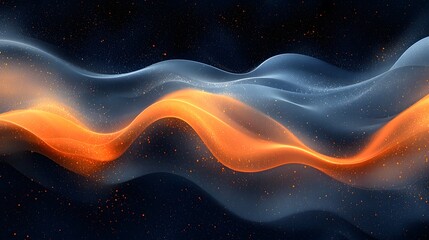 Obraz premium Mesmerizing Abstract Gradient Wave with Textural Dynamics for Wallpaper or Cover Design Featuring smooth transitions grainy textures and a captivating play of orange blue and black hues