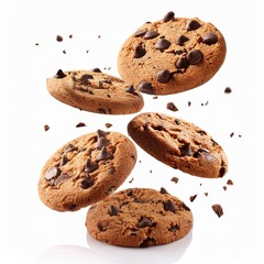 chocolate chip cookies isolated on white
