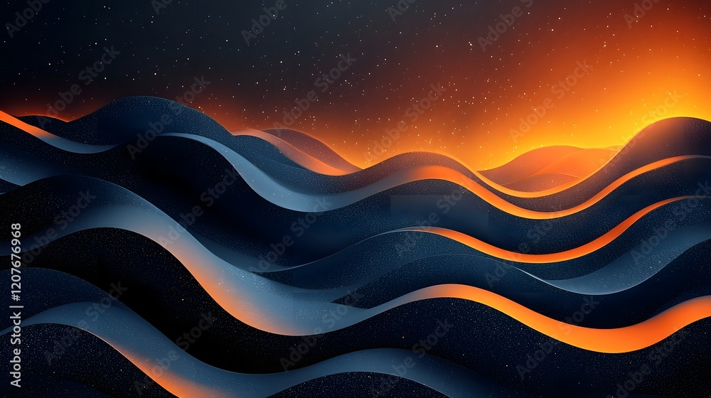 Poster Stunning abstract background with dynamic blue and orange gradient waves creating a mesmerizing and visually striking design for use in creative posters banners wallpapers