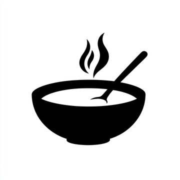 recommend clip art: Simple soup bowl icon, hot steaming food, culinary symbol, stock graphic