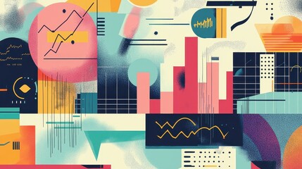 Naklejka premium Background featuring a fluctuating stock chart, scattered banknotes, global currency symbols, and financial trends, [stock chart, banknotes, currency], [financial dynamics] 