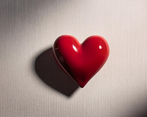 Obraz premium Shadow art and a minimalist red heart sculpture on canvas