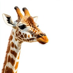 Fototapeta premium A giraffe is looking at the camera with its mouth open