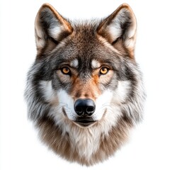 Fototapeta premium A wolf with a brown and gray face and a yellow nose