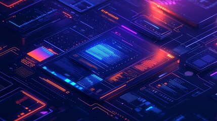 Obraz premium Futuristic blue digital background with glowing lines and technology concepts