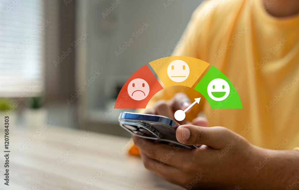 Wall mural users rate service experiences on online application for customer feedback and satisfaction for enha