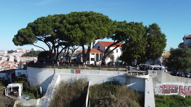 lisboa aerea, vista telhados rio tejo