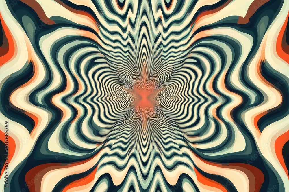 Poster symmetrical waves create an abstract pattern with fluid motion and vibrant colors