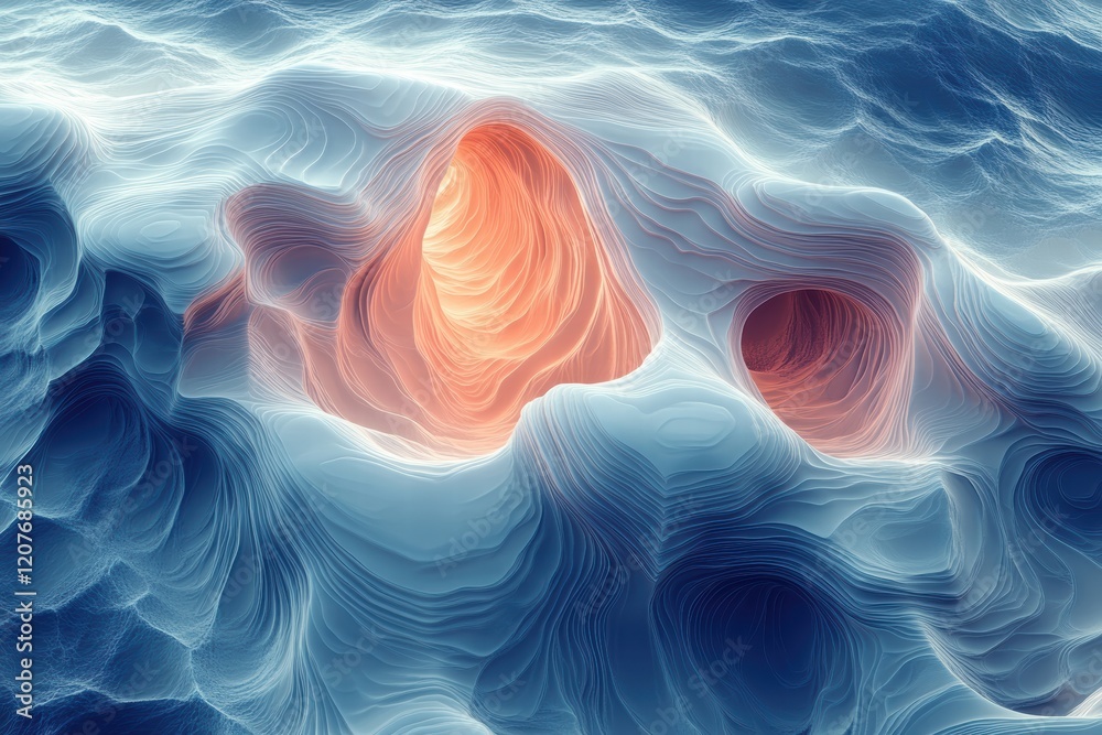 Poster abstract pattern of symmetrical waves creating a vibrant artistic composition
