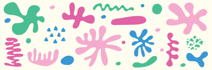 Set of hand drawn organic shapes. Design with abstract elements. Vector illustration