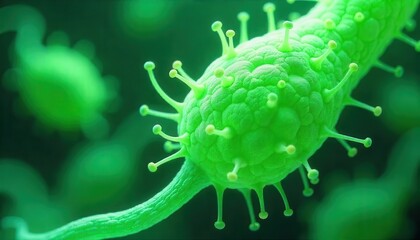 Microscopic action of green bacteria laboratory setting scientific content close-up view biological concept