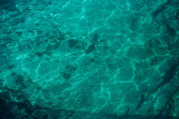 clear turquoise water in the lake