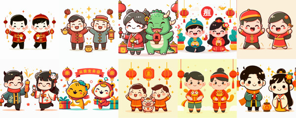 Happy Chinese New Year cartoon illustration