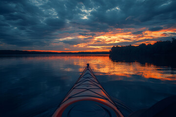 bow boat with sunset view