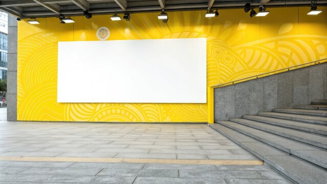 Bright yellow background with gray textures, personal branding, minimalist decor, professional image