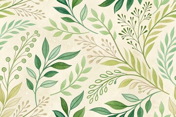 seamless, abstract, organic shapes, intricate patterns, green, beige, vibrant mood, fresh design, soft lines, off-white, watercolor texture, textile printing, light beige background, artistic design, 