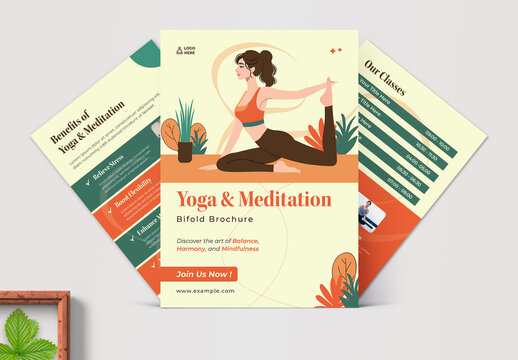Yoga Meditation Bifold Brochure Template
