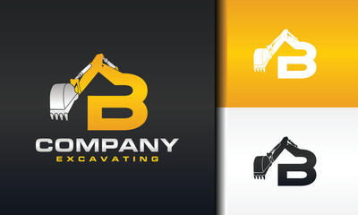 letter B excavator logo © Hasim