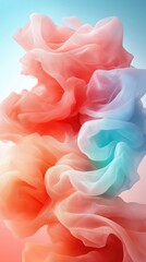 Fototapeta premium Colorful swirls of translucent fabric dance in the light, creating a dreamy and ethereal atmosphere in pastel hues. Generative AI
