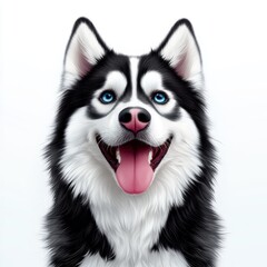Fototapeta premium Adorable Husky Dog with Bright Blue Eyes and Cheerful Expression